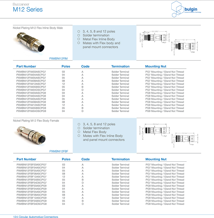 M12-T-coding-母直头金属装配式圆形连接器选型