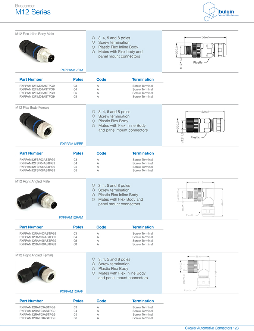 M12 直角连接器选型