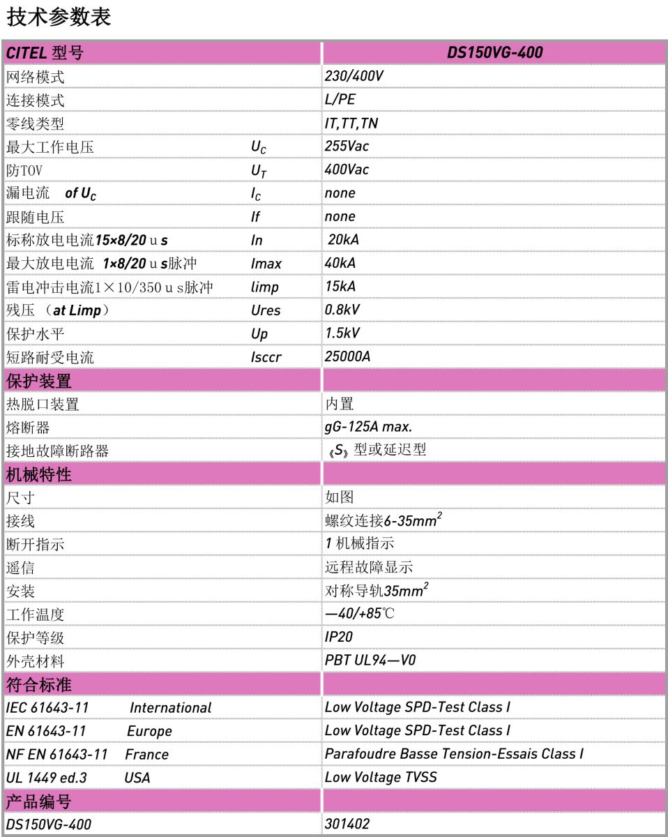 交流防雷器DS150VG-400电源电涌?；て骷际醪问? height=